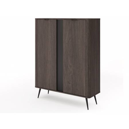 Komoda wysoka ryflowana listwa VIRGO dąb dunin + czarny